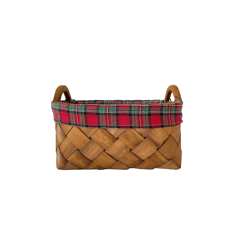 Plaid Lined Oval Chipwood Basket by Ashland