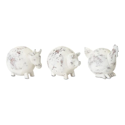 4.5" White Resin Farm Animal Set
