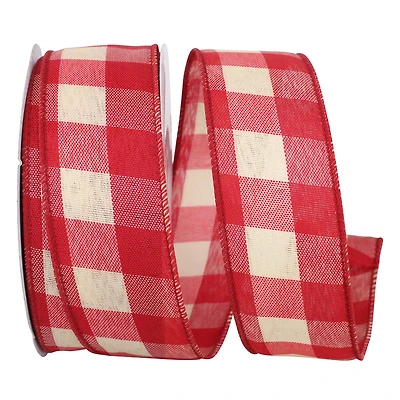 Reliant 1.5" x 25yd. Wired Tea Dye Gingham Ribbon