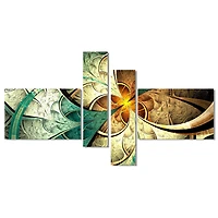 Designart - Dark Yellow Green Fractal Flower