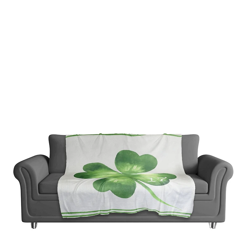Large Four Leaf Clover Date 50" x 60" Sherpa Fleece Blanket