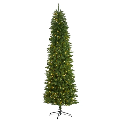 8ft. Pre-Lit Green Mountain Pine Artificial Christmas Tree, Clear LED Lights