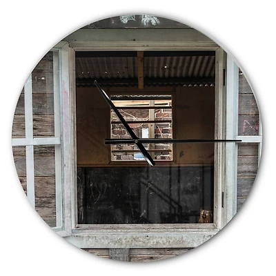 Designart Wooden Walls & Windows Farmhouse Wall Clock