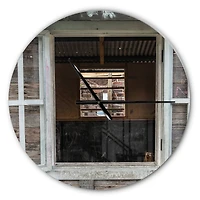 Designart Wooden Walls & Windows Farmhouse Wall Clock