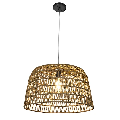 Hello Honey® 19.5" Boho Open Weave Metal and Paper Rope Ceiling Light