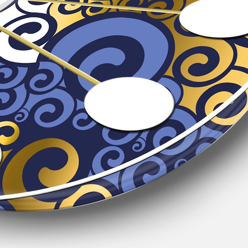 Designart 'Retro Luxury Waves In Gold And Blue Iii Mid-Century Modern Wall Clock