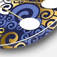 Designart 'Retro Luxury Waves In Gold And Blue Iii Mid-Century Modern Wall Clock