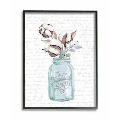 Stupell Industries Cotton Flower in Jar Wall Art in Black Frame