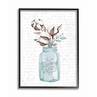 Stupell Industries Cotton Flower in Jar Wall Art in Black Frame