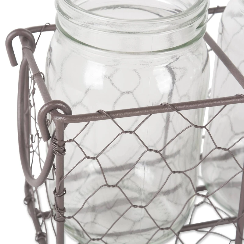 DII® Rustic Chicken Wire Flatware Caddy with Clear Jars