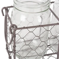 DII® Rustic Chicken Wire Flatware Caddy with Clear Jars
