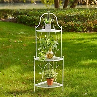Glitzhome® 3-Tiered Metal Corner Shelf Planter Stand