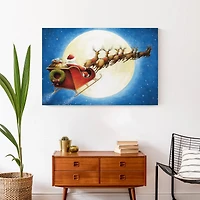 Santa Sleigh Moon Canvas Wall Art