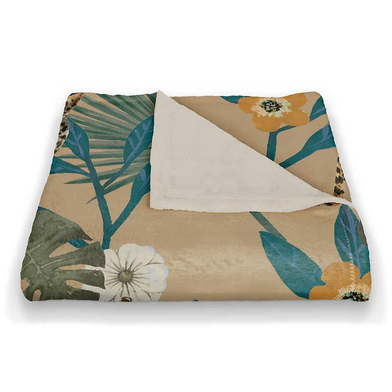 Tropical Cheetah Coral Fleece Blanket