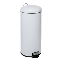 Honey Can Do White Retro Metal Kitchen Step Trash Can with Lid