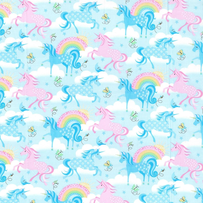 Fabric Traditions Pink Unicorn Cotton Fabric