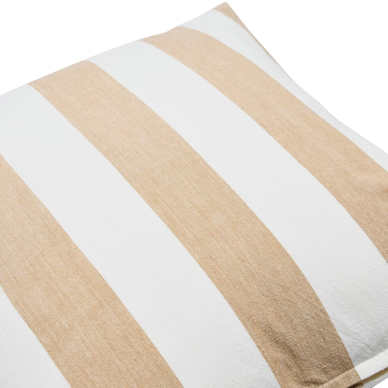 Hello Honey® 20'' Square Beige Striped Cotton Pillow Cover