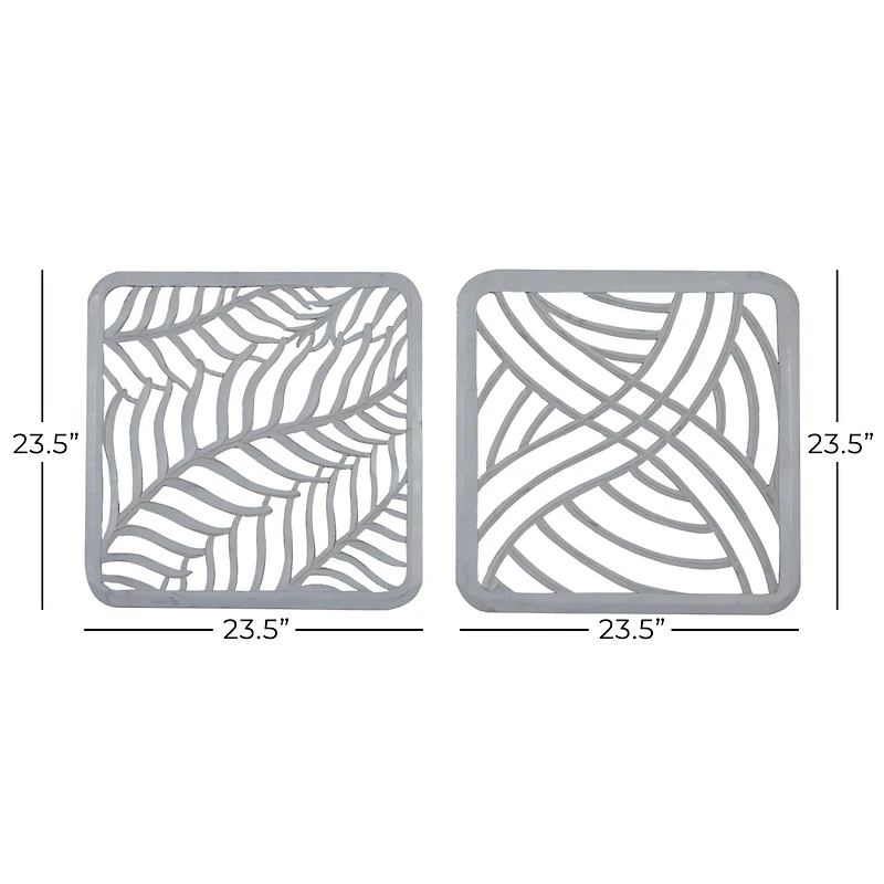 24" Gray Wood Eclectic Abstract Wall Décor Set