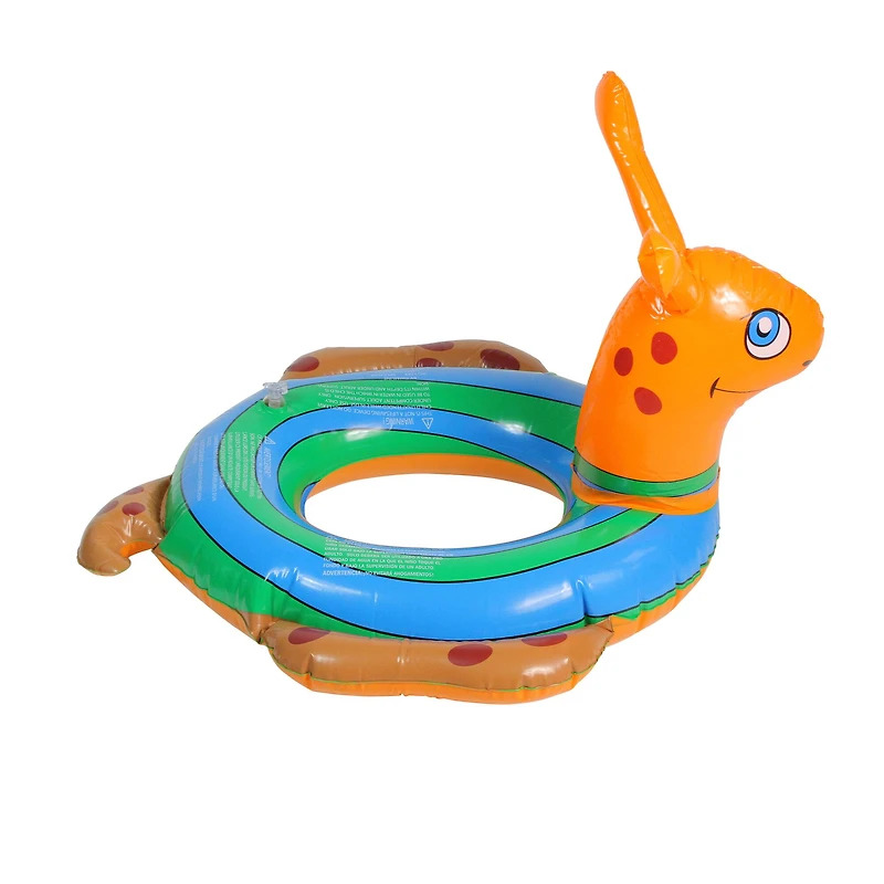 Swim Central 24" Inflatable Orange & Blue Snail Swimming Pool Tube Ring Float