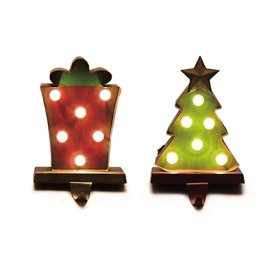 Glitzhome® LED Tree & Gift Box Stocking Holder Set