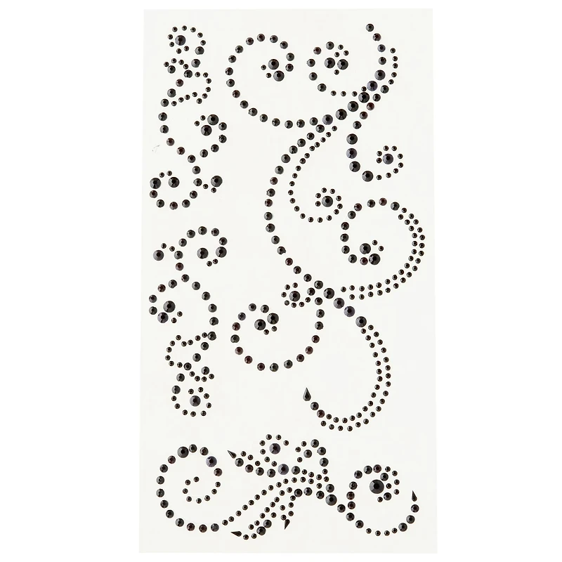 Recollections™ Adhesive Rhinestones, Medium Black Flourishes