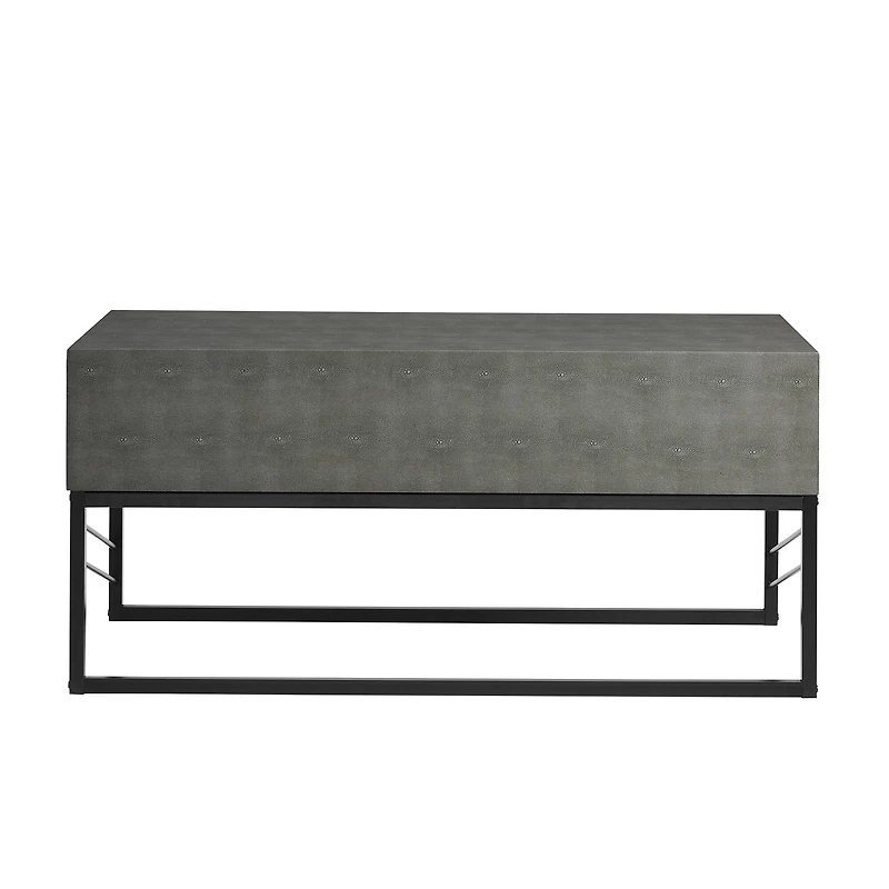 Gray 2-Drawer Faux Shagreen Coffee Table