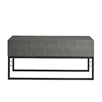 Gray 2-Drawer Faux Shagreen Coffee Table