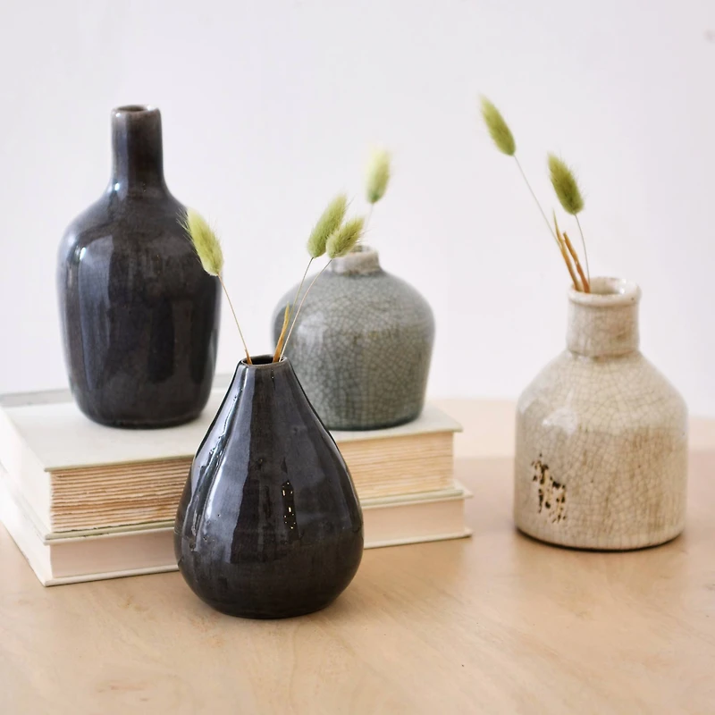 Hello Honey® Stoneware Crackle Glaze Bud Vase Set