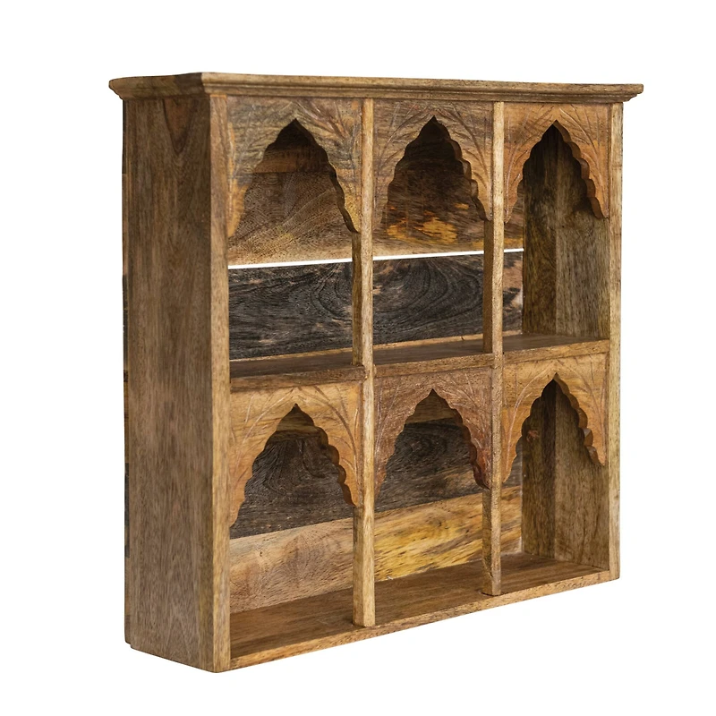 Hello Honey® 20" Carved Natural Mango Wood Shelf
