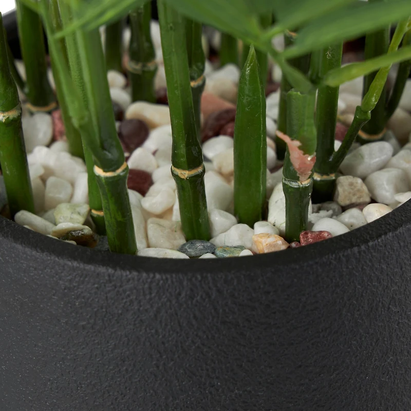 13" Green Faux Foliage Artificial Plant with Black Pot