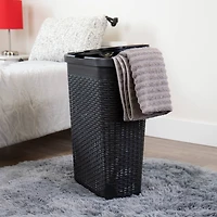 Mind Reader 40L Ventilated Slim Laundry Hamper with Cut Out Handles & Attached Hinged Lid
