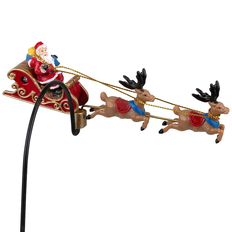 LED Lighted and Musical Flying Santa Animated Christmas Village Display - 13.5"