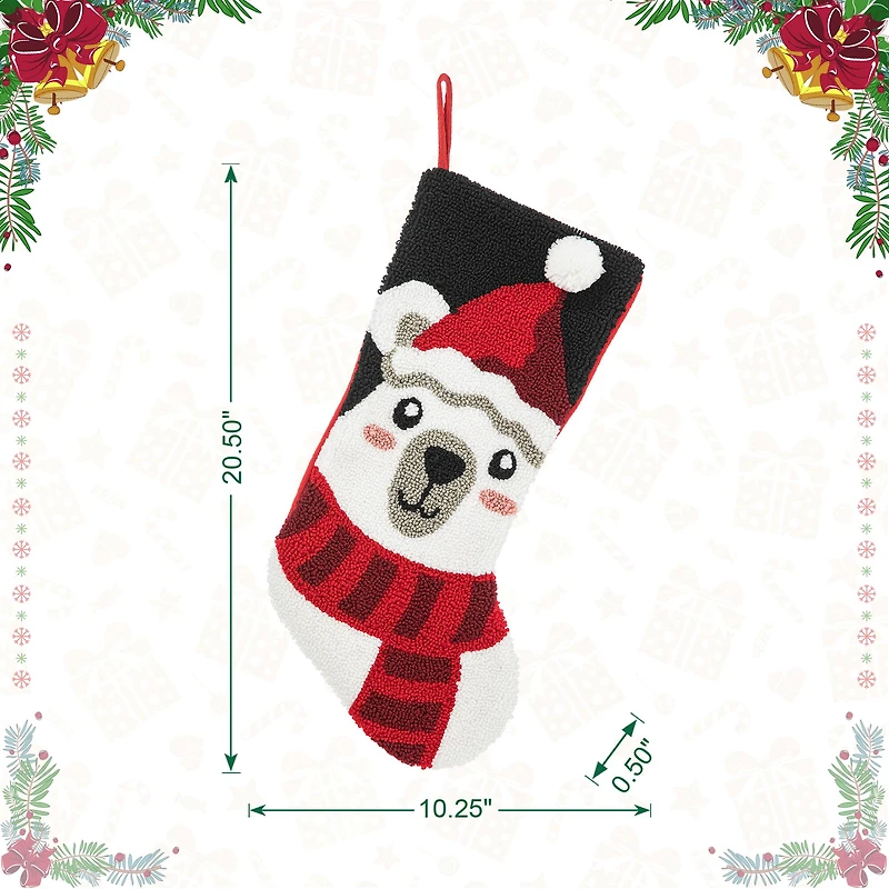 Glitzhome® 20.5" Polar Bear Hooked Stocking