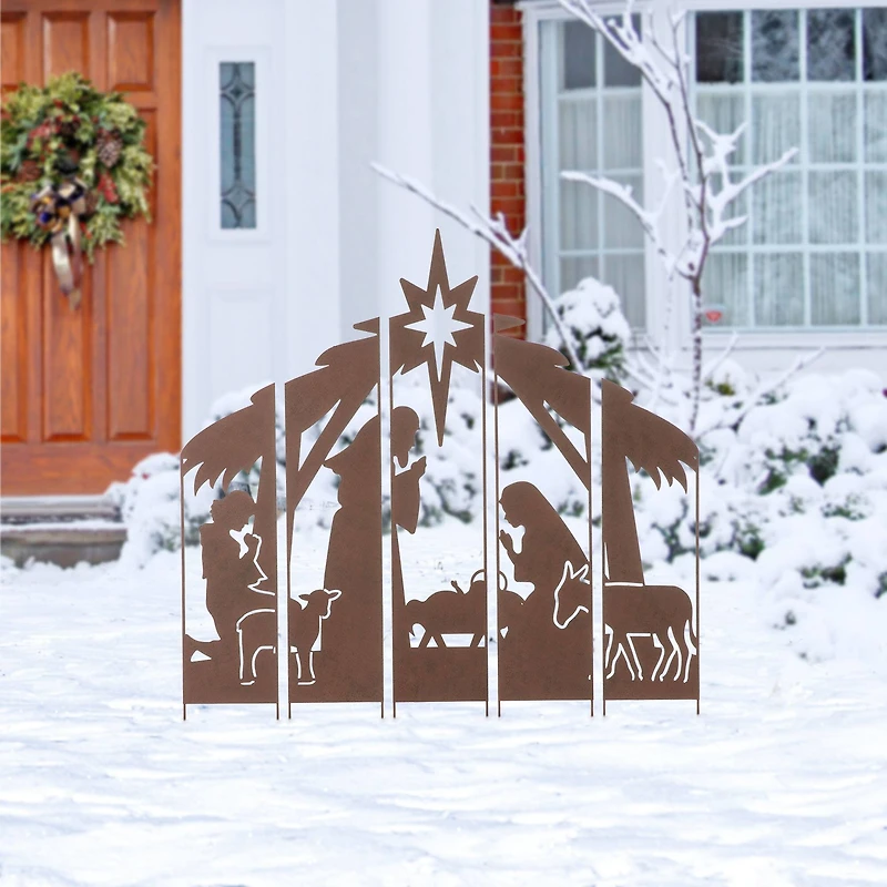 Glitzhome® 41.5'' Metal Nativity Combo Yardstake