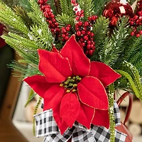 Glitzhome® 35" Christmas Poinsettia Floral Porch Tree in Red Container