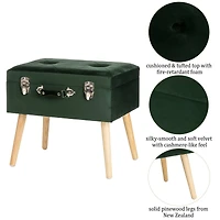 Glitzhome® Velvet Upholstered Storage Stool