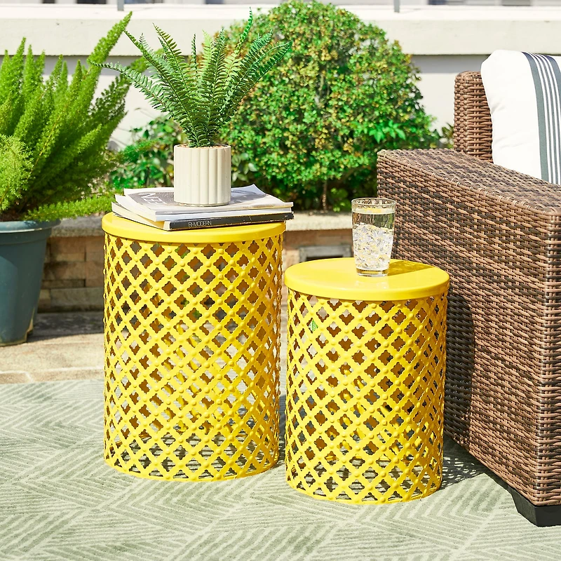Glitzhome® Multifunctional Metal Garden Stool Set