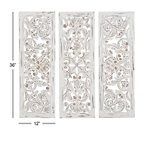 36" White Distressed Wood Traditional Wall Decor, 3ct.