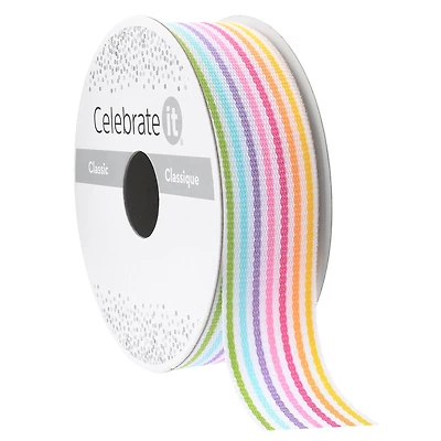 7/8" x 5yd. Multicolor Grosgrain Striped Ribbon by Celebrate It® Classic