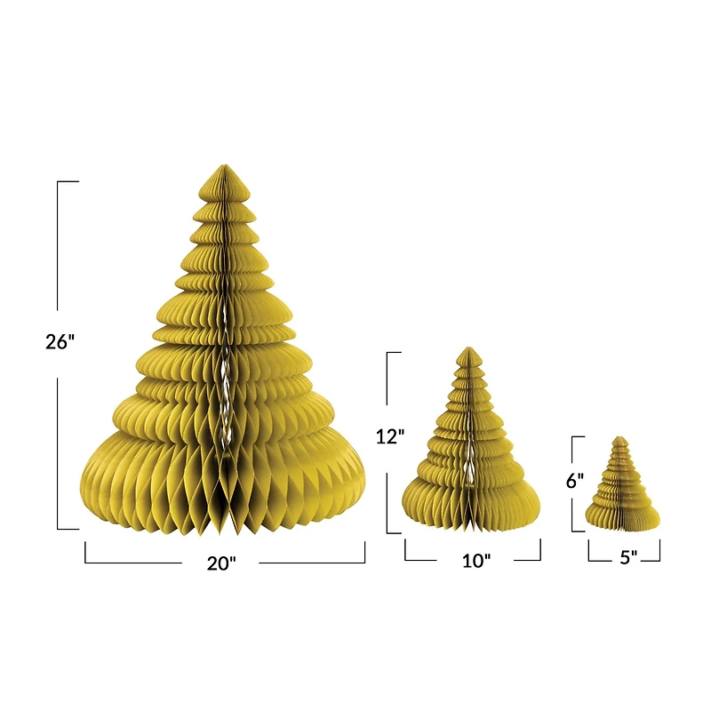 Hello Honey® Chartreuse Glitter Handmade Recycled Paper Folding Honeycomb Trees Set