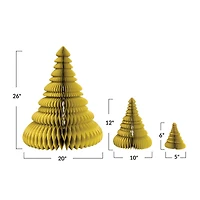 Hello Honey® Chartreuse Glitter Handmade Recycled Paper Folding Honeycomb Trees Set