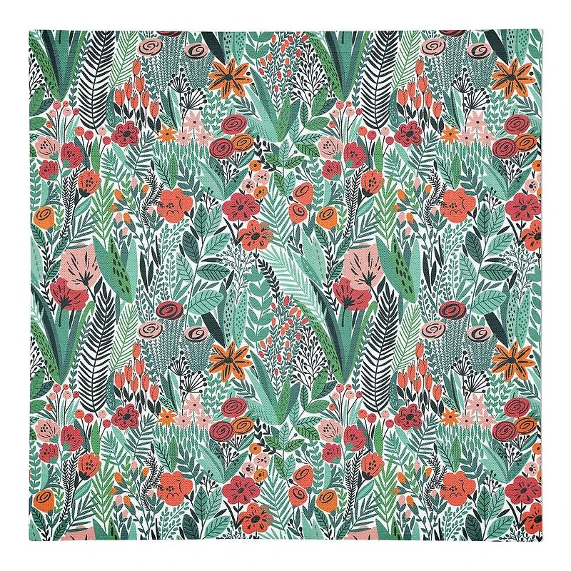 Lush Floral Pattern 10" x 10" Cotton Twill Napkin
