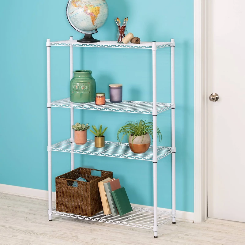 Honey Can Do White 4-Tier Heavy-Duty Adjustable Shelving Unit