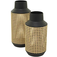 The Novogratz Brown Metal Open Weaved Inspired Vase Set of 2 14", 12"