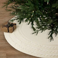 Knitted Sweater Tree Skirt with Buttons - 84“ - Cream