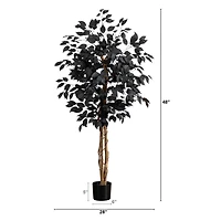4ft. Artificial Halloween Black Ficus Tree with Natural Trunk
