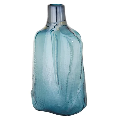 16" Blue Modern Glass Vase