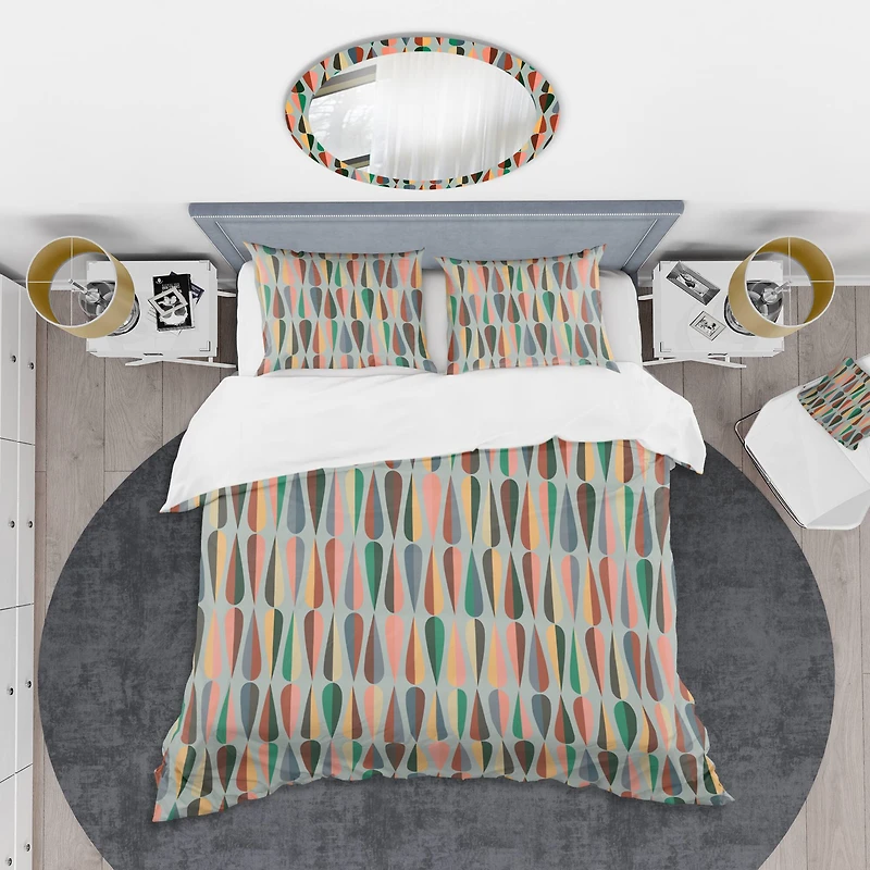 Designart 'Retro Abstract Drops IX' Mid-Century Duvet Cover Set