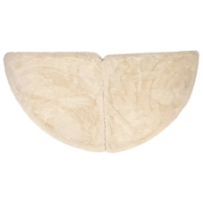 Faux Fur Round Tree Skirt - 84“ - White
