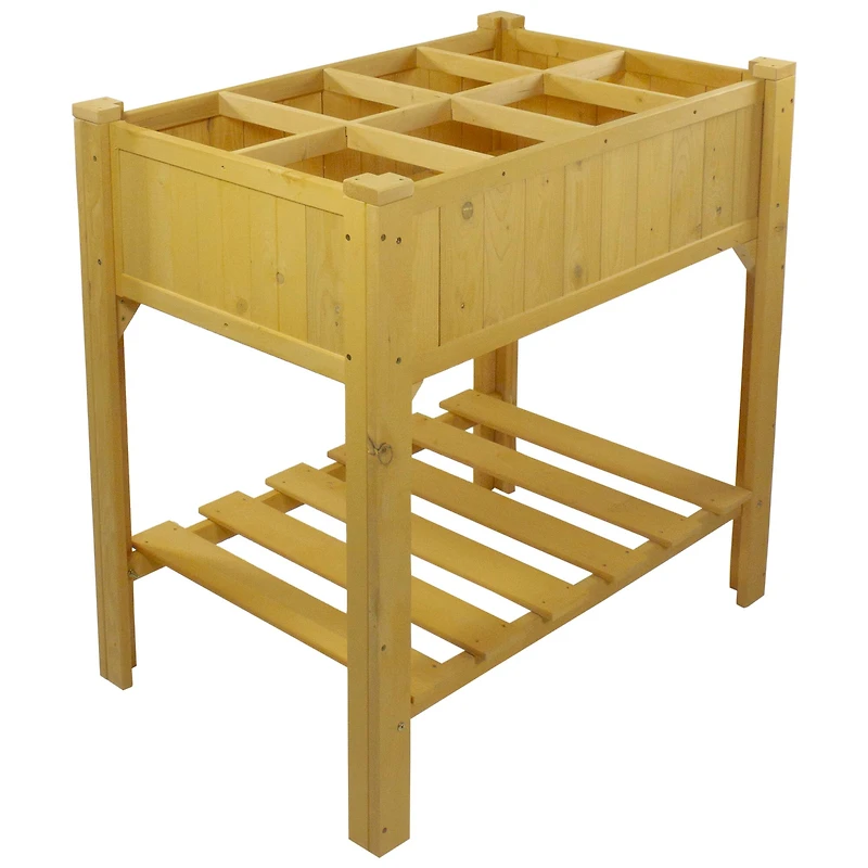 3ft. Wooden Raised Garden Bed Planter Box With Shelf